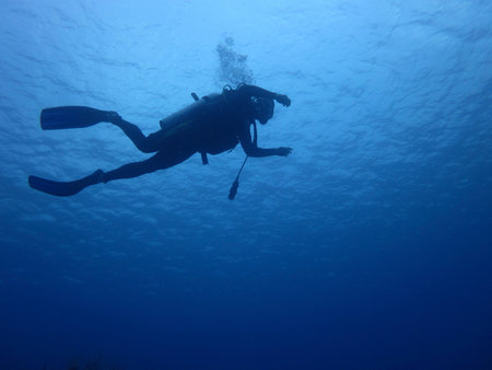SCUBA diver downの写真素材