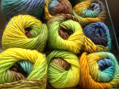 Skeins of colorful Yarnの写真素材