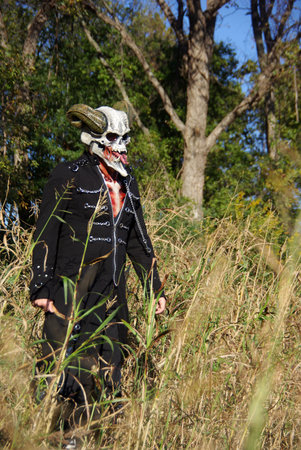 man in Demon Skull Maskの写真素材