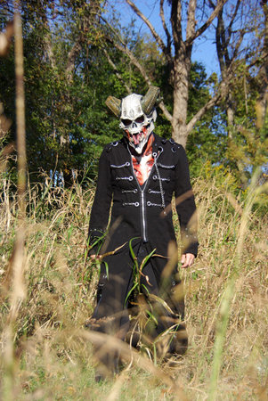 man in Demon Skull Maskの写真素材