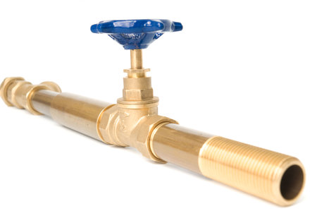 Metal water pipes on a white background close upの写真素材