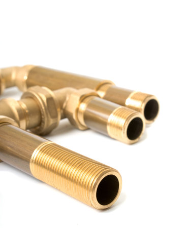 Metal water pipes on a white background close upの写真素材