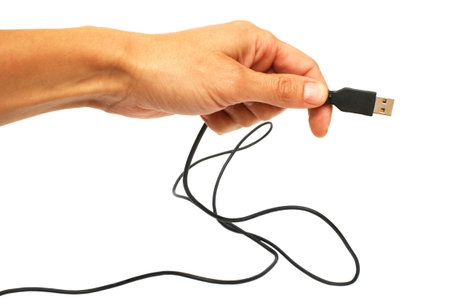 Socket in a handの写真素材