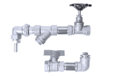 Water pipes on a white background の写真素材