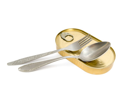 Can on a white backgroundの写真素材