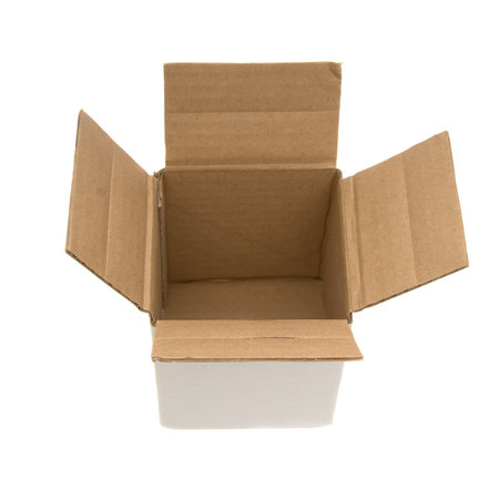 Cardboard box on a white background close up