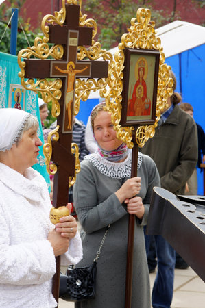 RUSSIA, MOSCOW - AUGUST 22: Orthodox people are participating in the event the installation of the...