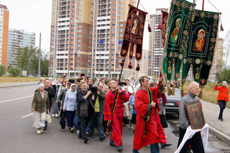 RUSSIA, MOSCOW - AUGUST 22: Orthodox people are participating in the event the installation of the...