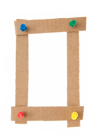 Cardboard figure on a white backgroundの写真素材