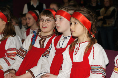 Participants of selection round traditional festival of youthful creativity on April 23, 2011 in Moscowのeditorial素材