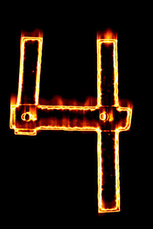 Fiery number 4 on a black background
