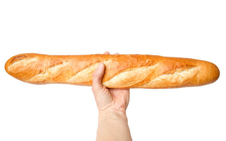 French baguette, it is isolated on the whiteの写真素材