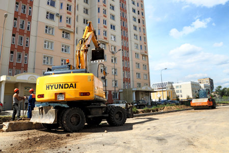 06 07 2012 Moscow, Marfino district. Construction of the new road