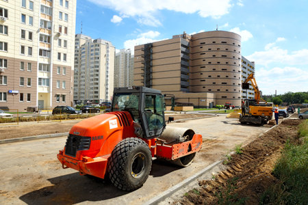 06 07 2012 Moscow, Marfino district. Construction of the new road