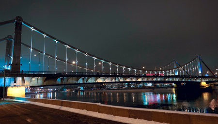 08.12.2012 Moscow. Krymsky Bridge, night look.のeditorial素材