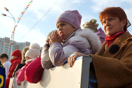 01.12.2012 Moskvaa, Maryino. Opening of an ice skating rink in Artem Borovikaのeditorial素材