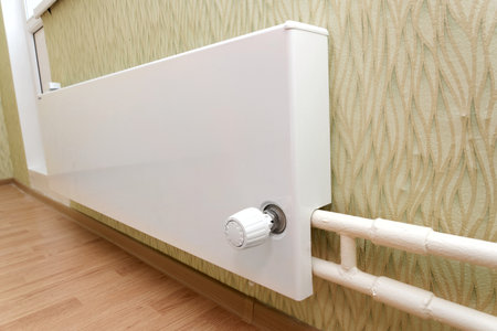 radiator of a central heating in the apartmentの写真素材