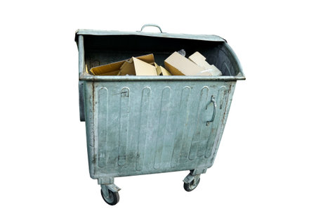 The metal street garbage container,  isolated on the white 