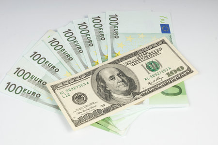 hundred dollars for euro notesの写真素材