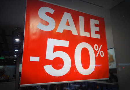 Big red baener, the sale of 50 percentの写真素材