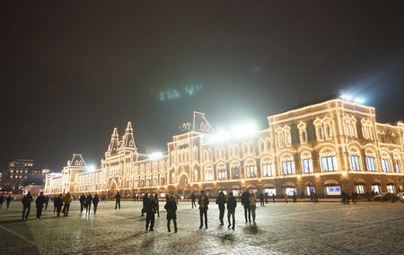 Moscow, Russia - JANUARY, 2016: Red Square. Night view.のeditorial素材