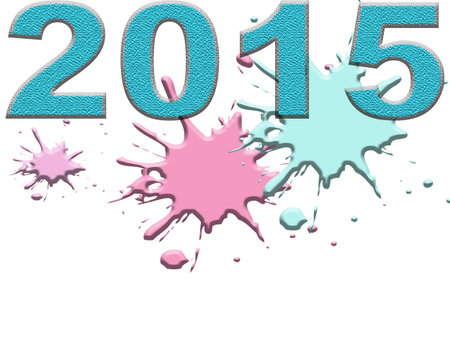 2015 words written by the numbers Green on a white background.の写真素材