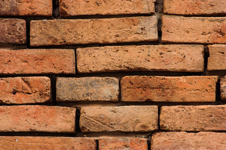 Close up background texture of old brick wall was damaged.