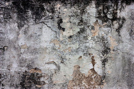 White walls are textured black dirt stains.の写真素材