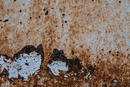 An old white sheet steel is rust.の写真素材