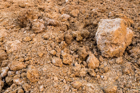 Tropical laterite soil or red earth background.の写真素材