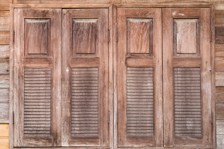 Windows made of old wood, old wood textures backgrounds, abstract backgrounds.の写真素材