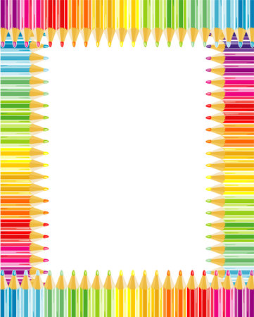 Rainbow colored pencils frame or borderのイラスト素材