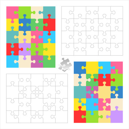 Jigsaw puzzles 4x5 and 5x4 blank templates  cutting guidelines  and colorful patterns of trendy colors  Overlay your image to get custom jigsaw puzzle のイラスト素材