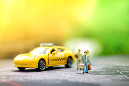  travel or business concept, miniature backpacker on map with taxi.
の写真素材