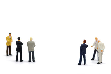 Miniature people: Business standing with team. business and partnership conceptの写真素材