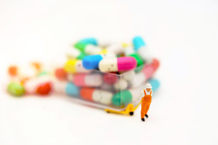 Miniature people: Worker move drug, Health care conceptlの写真素材
