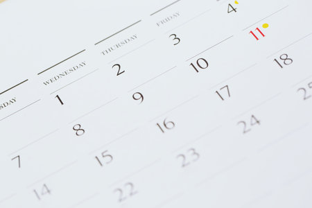 calendar on the table wooden. empty copy space for text. concept for busy timeline organize schedule,appointment and meeting reminder. planning for business meeting or travel holiday planning concept.の写真素材
