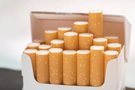 peel it off Cigarette pack smoking a cigarette. photo filters Natural light.の写真素材
