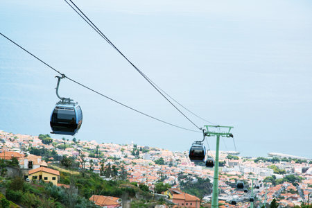Traveling with cable car. Travel to Attractions a vacation home Bungalow, The islands are seaside atmosphere.の写真素材