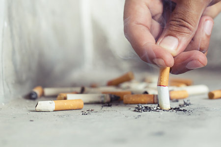 smoking tobacco cigarettes ashtray.の写真素材