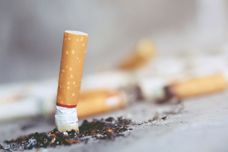 smoking tobacco cigarettes ashtray.の写真素材