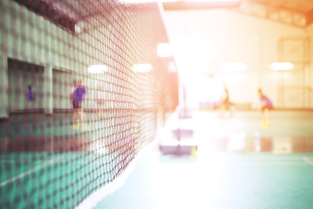 Players badminton in badminton court.の写真素材