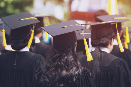Group of Graduates during commencement. Concept education congratulation in University. Graduation Ceremony ,Congratulated the graduates in University during commencement.の写真素材