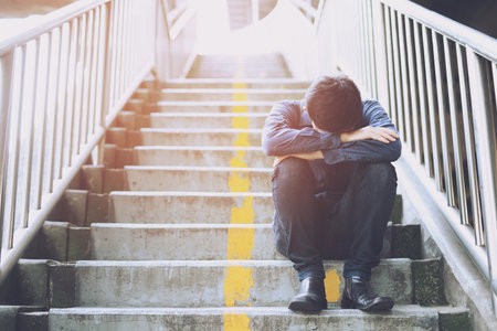 Unemployed people crisis .Despair and stress people compression in office feel stressful can't make decision jobless or depress situation Stress can cause mental problems.Stress and Jobless Concept.の写真素材