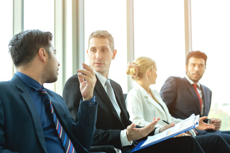 Business meeting Planning to adjust online marketing strategies to Match the target group of customersの写真素材