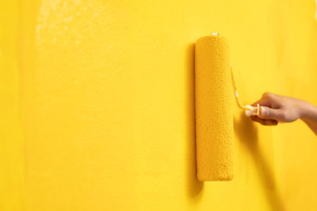 Yellow wall backgroundの写真素材