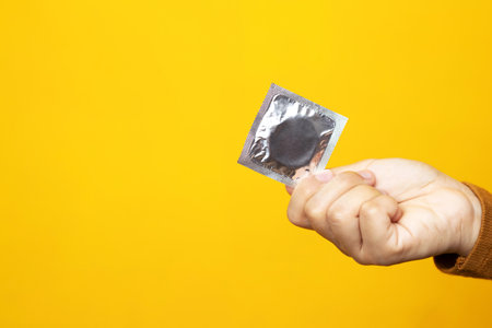 Condoms for AIDS prevention Before having sexual relations every timeの写真素材