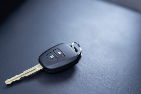 Car keys in the carの写真素材