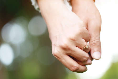 Couple hand shake with a little love on Valentines day