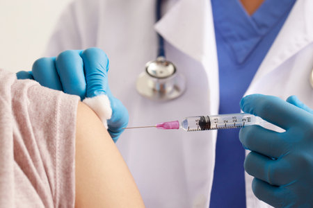 Doctor ready to vaccinate against COVID-19 at hospital